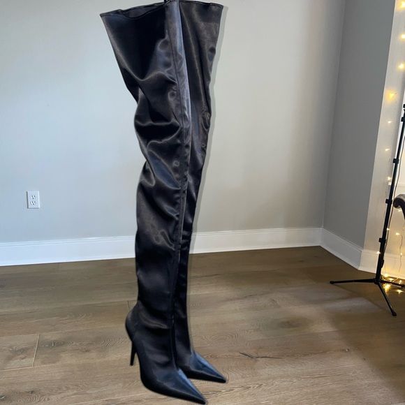 Jeffrey Campbell over the knee satin boots - Picture 2 of 6
